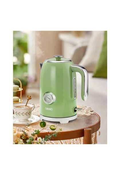 Su ısıtıcısı 1,7 l, 2200 W, retro yeşil, paslanmaz çelik, retro tasarımlı su sıcaklığı