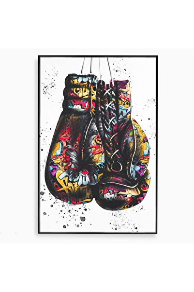 Luxcanva Tablou Canvas Pop Art Boxing Gloves 70x100 cm cu Rama Negru Dormitor...