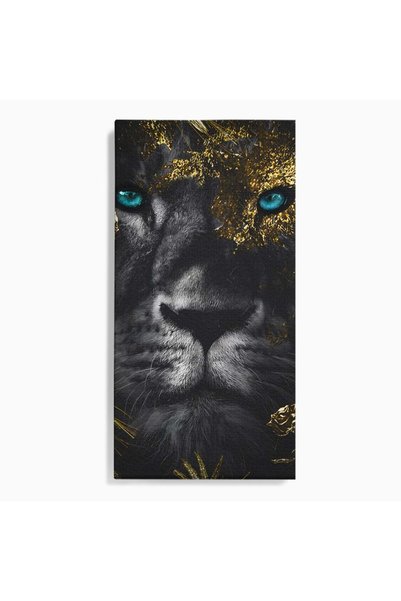 Luxcanva Tablou Canvas Frumusetea Leului Cu Ochi Albastrii 60x120 cm pe Sasiu...