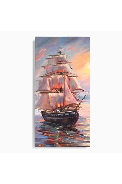 Luxcanva Tablou Canvas Vapor Pe Mare 70x140 cm pe Sasiu Lemn Living Vele Rasarit
