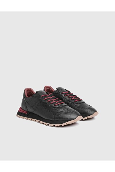 İLVİ Ballatria Hakiki Floter Deri Kadın Bordo Sneaker