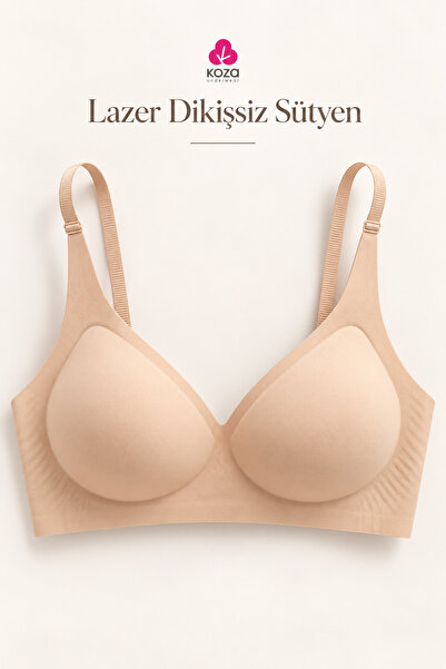 koza iç giyim Wireless Laser Cut Seamless Bra — Removable Pads, Gathering Eff...
