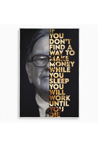 Luxcanva Tablou Canvas Warren Buffett 100x150 cm cu Rama Argintiu Om De Aface...