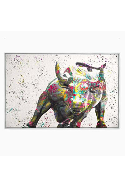 Luxcanva Tablou Canvas Bull Market 120x80 cm cu Rama Argintiu Stock Market Bi...