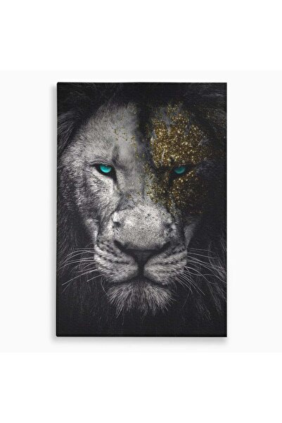 Luxcanva Tablou Canvas Leu Cu Ochi Albastri 50x70 cm pe Sasiu Lemn Decorativ ...