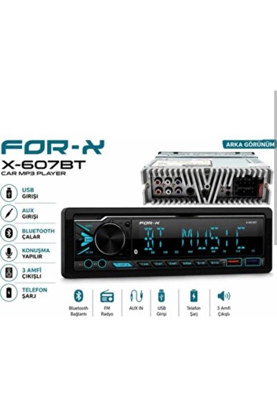 For-X FORX X-607 BT USB AUX AMFİ ÇIKIŞLI 4X60 WAT DİJİTAL PANEL OTO TEYP