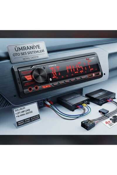 For-X FORX X-608 BT USB AUX AMFİ ÇIKIŞLI 4X60 WAT DİJİTAL PANEL OTO TEYP