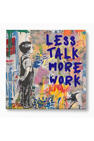 Luxcanva Tablou Canvas Less Talk More Work 140x140 cm pe Sasiu Lemn Decorativ...