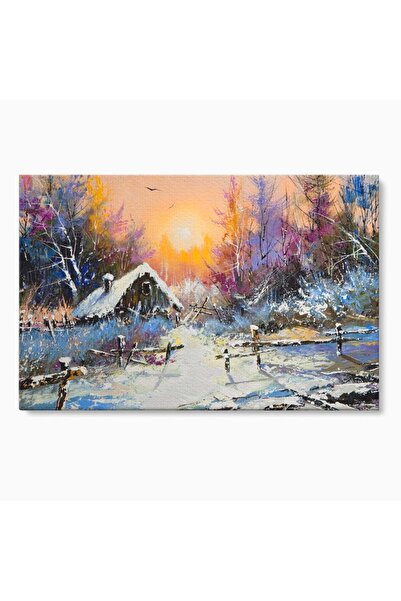 Luxcanva Tablou Canvas Iarna In Padure 150x100 cm pe Sasiu Lemn Peisaj Casa N...