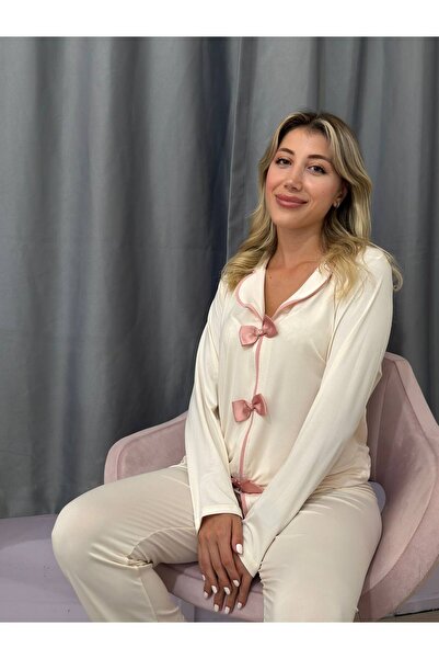 BUTİK PİCAMA Kurdele Detaylı Şık Ve Rahat Kadın Ev Giyim Pijama Takımı