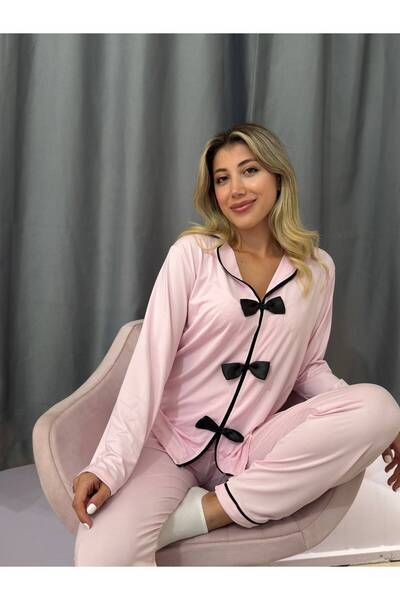 BUTİK PİCAMA Kurdele Detaylı Şık Ve Rahat Kadın Ev Giyim Pijama Takımı