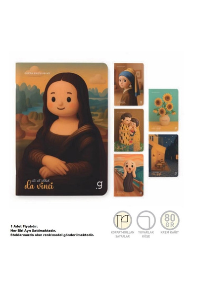 Gıpta CUTEART TEL DİKİŞLİ KARTON KAPAK 17X24 60YP. ÇİZGİLİ DEFTER 8477 - TEKLİ
