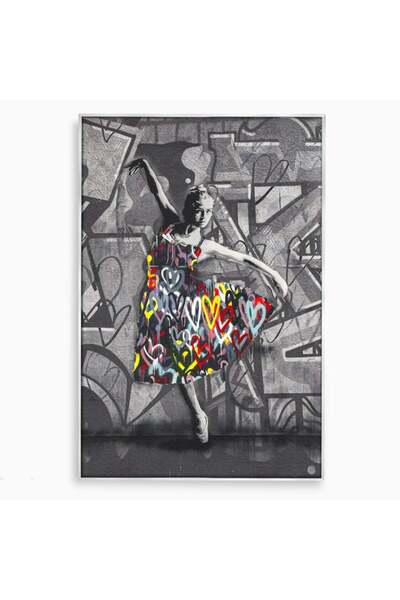 Luxcanva Tablou Canvas Colorful Ballerina 100x150 cm cu Rama Argintiu Decorat...
