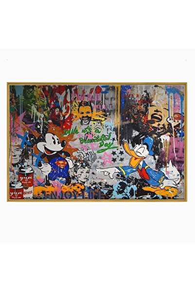 Luxcanva Tablou Canvas Smile! 60x40 cm cu Rama Auriu Decorativ Camera Copil D...
