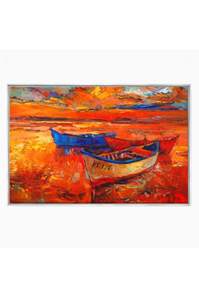 Luxcanva Tablou Canvas Barci Parasite 100x70 cm cu Rama Argintiu Decorativ Li...