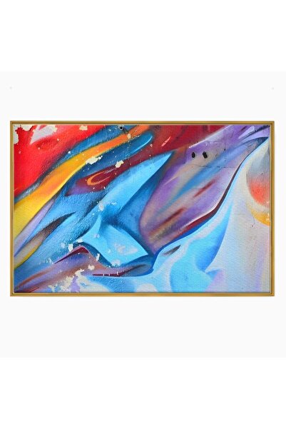 Luxcanva Tablou Canvas Colorful Graffiti 120x80 cm cu Rama Auriu Graffiti Mul...