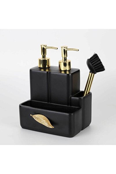 Selim Leaf Two Liquid Sponge Holder Black Gold