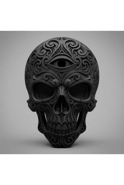 Modern Gotik Desenli - Kuru Kafa Duvar Sanatı - Dekoratif Tablo - Siyah - 21,5x15x6cm