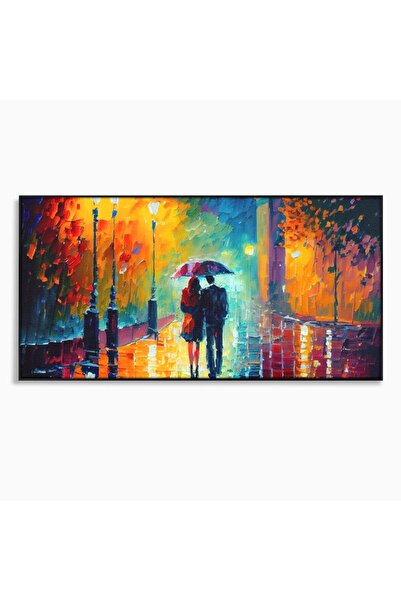Luxcanva Tablou Canvas Ploaie La Ceas De Seara 120x60 cm cu Rama Negru Indrag...
