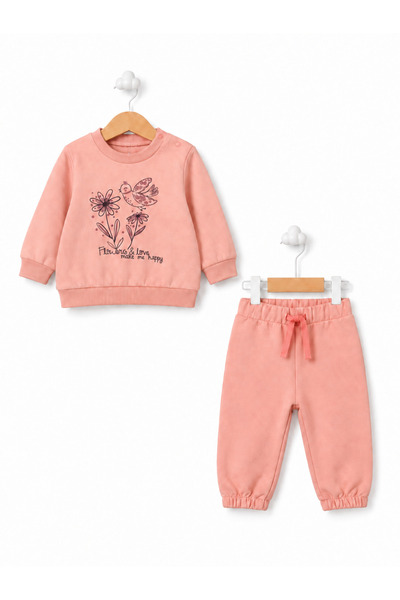 For My Baby Baby Girl 2 Threaded Threaded Sweatshirt Pants 2-Piece Set