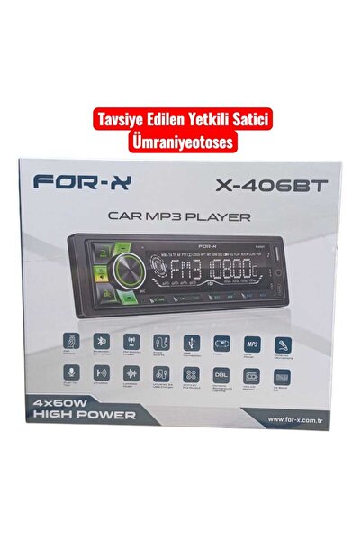 For-X X-406 BT USB AUX AMFİ ÇIKIŞLI 4X60 WAT DİJİTAL PANEL OTO TEYP