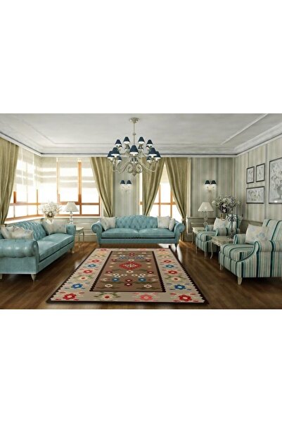 odjas Covorv antiderapant pentru living/Dormitor, ZUBI HOME, Floricele, Maro ...