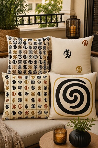 EVPANYA Mental Icons Patterned 4-Piece Throw Pillow Cover Set