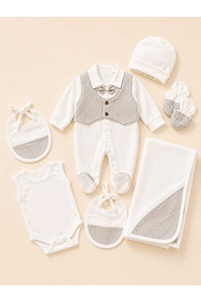 Mothersworld.sa 7-Piece Baby Boy Set — Gray Vest and Bow Tie