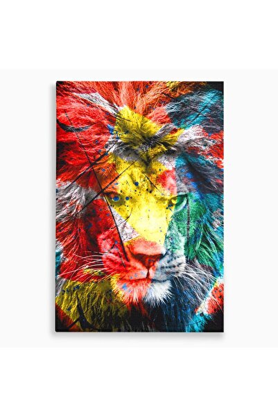 Luxcanva Tablou Canvas The King Lion 80x120 cm pe Sasiu Lemn Animal Regele Ju...