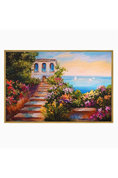 Luxcanva Tablou Canvas Scarile De Langa Mare 100x70 cm cu Rama Auriu Decorati...