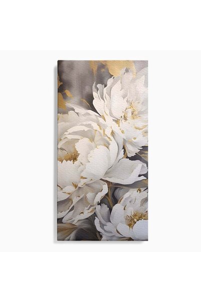 Luxcanva Tablou Canvas White Flowers 70x140 cm pe Sasiu Lemn Living Room Natu...