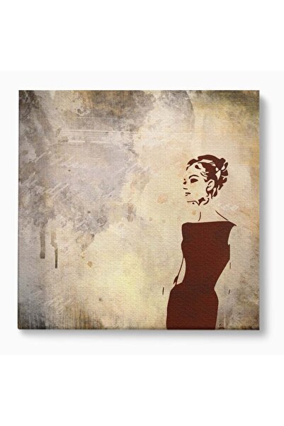 Luxcanva Tablou Canvas Lady In Black 140x140 cm pe Sasiu Lemn Dormitor Femeie...