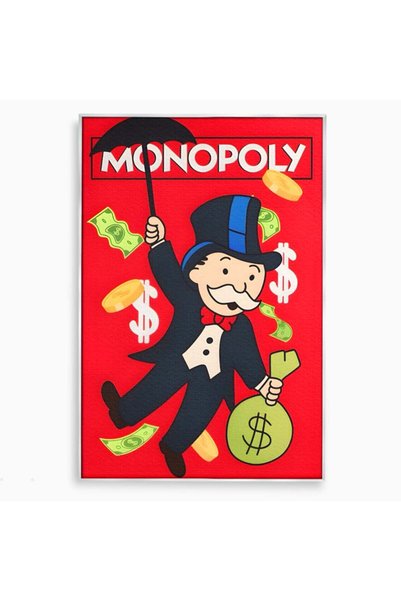 Luxcanva Tablou Canvas Monopoly Game 50x70 cm cu Rama Argintiu Room Joc Dolar
