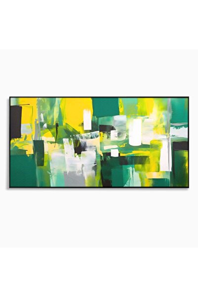 Luxcanva Tablou Canvas Abstract Green 120x60 cm cu Rama Negru Living Verde Cu...