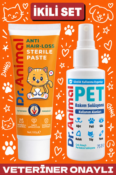 Dr. Animal 2 li Set -Sterile Paste | Pet bakım Solüsyonu_ Kısır Kedi Malt Mac...