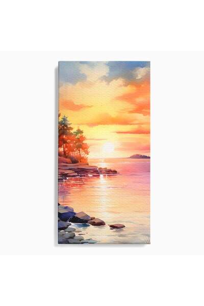 Luxcanva Tablou Canvas Picaturi De Apus 70x140 cm pe Sasiu Lemn Living Peisaj...