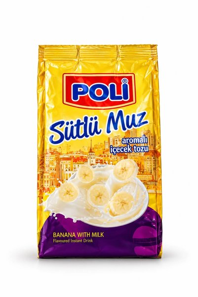Poli Sütlü Muz Aromalı Sıcak İçecek Tozu 250 Gr – Pratik ve Lezzetli Toz İçecek