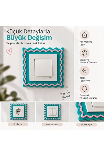 FOAMGREEN Dopamin Dekor Tekli Anahtar & Priz Çerçevesi