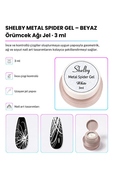 Shelby Professional Nail Art SHELBY 3 GR. SPİDER TASARIM GEL BEYAZ