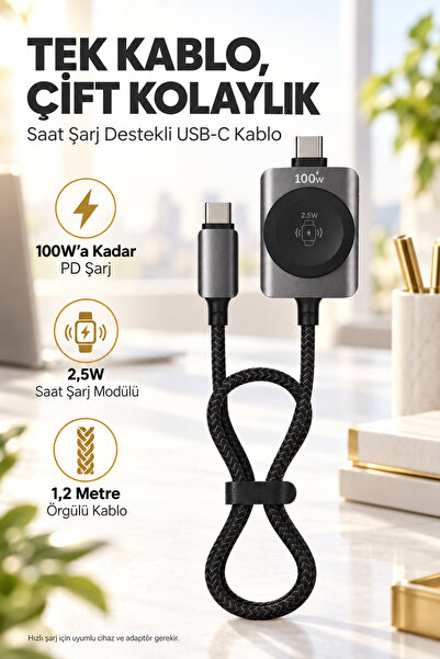 MO DOU 100W PD Type-C USB-C Hızlı Şarj Kablosu 5A Örgülü 1,2 Metre Akıllı Saa...
