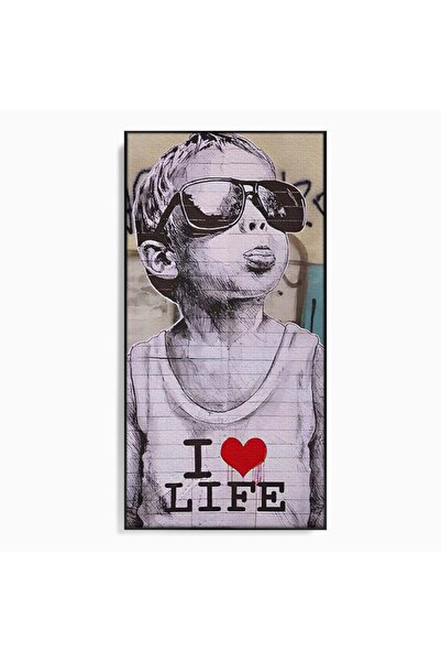 Luxcanva Tablou Canvas I Love Life 60x120 cm cu Rama Negru Dormitor Copil Ino...