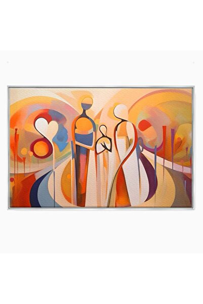 Luxcanva Tablou Canvas Family 150x100 cm cu Rama Argintiu Dormitor Cuplu Iubire