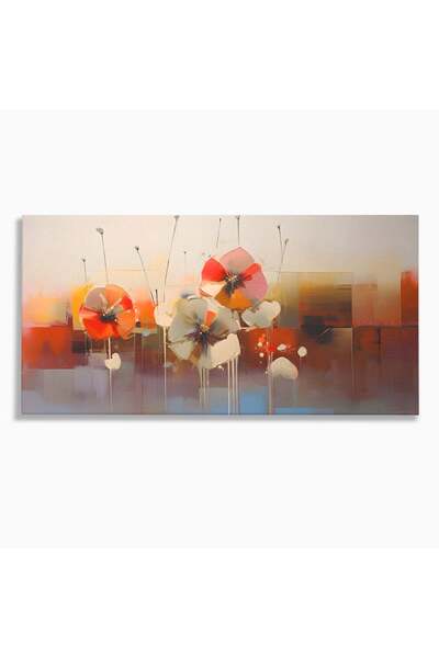 Luxcanva Tablou Canvas Painted Flowers 100x50 cm pe Sasiu Lemn Dormitor Flori...