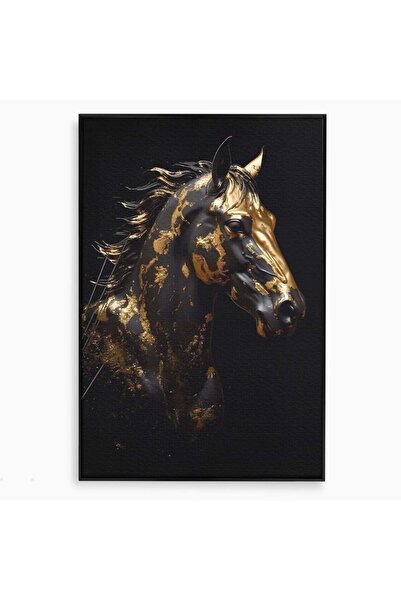 Luxcanva Tablou Canvas Chocolate Horse 50x70 cm cu Rama Negru Room Cal Animal