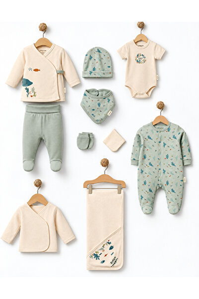BabyCosy %100 Organik Pamuk 10 Parça Hastane Çıkışı Zıbın Seti