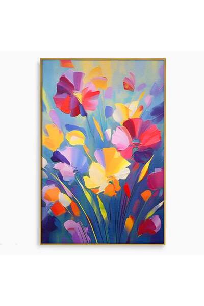 Luxcanva Tablou Canvas Luna Florilor 70x100 cm cu Rama Auriu Decorativ Living...