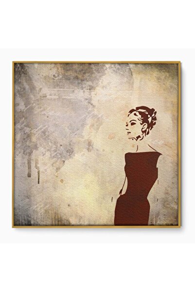 Luxcanva Tablou Canvas Lady In Black 90x90 cm cu Rama Auriu Dormitor Femeie S...