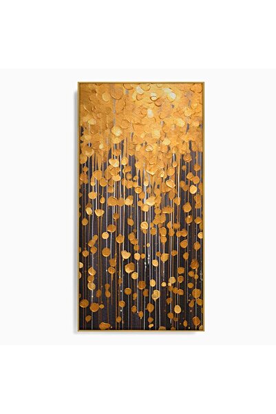 Luxcanva Tablou Canvas Ploaie De Lumini 60x120 cm cu Rama Auriu Perdea Lumina...