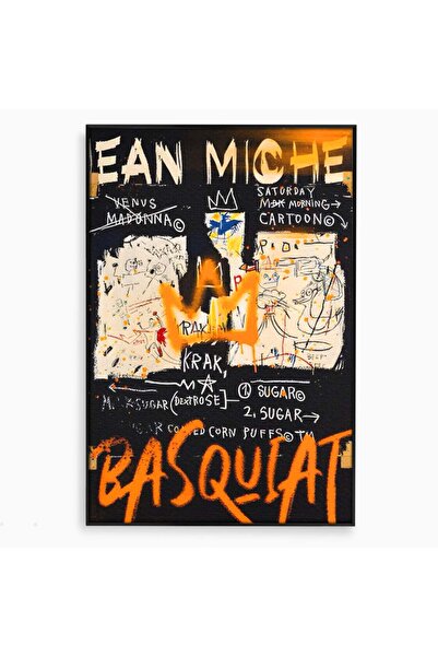 Luxcanva Tablou Canvas SAMO Basquiat 70x100 cm cu Rama Negru Game Graffiti Arta
