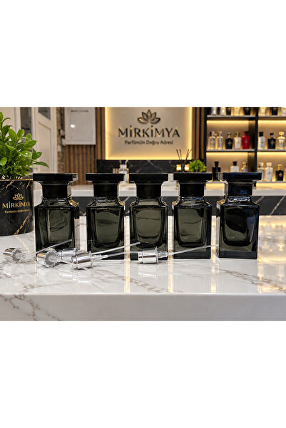 Mirkimya 5’li 50 ml Siyah Cam Parfüm Şişesi Kolay Kapatmalı Spreyli Boş Parfü...